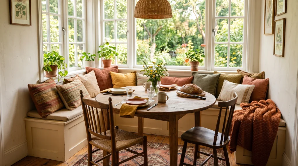 Built-In Banquette with a Round Table