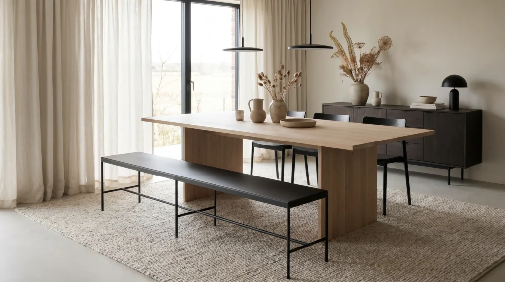 Slim Black Bench for Contrast