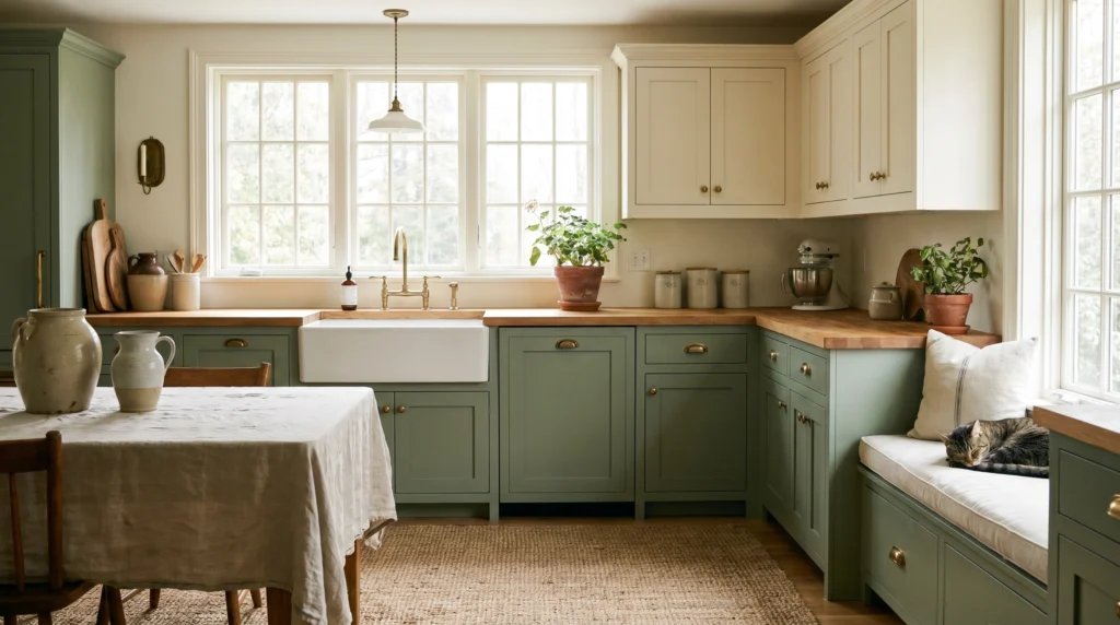 Sage Green Lowers with Cream Uppers