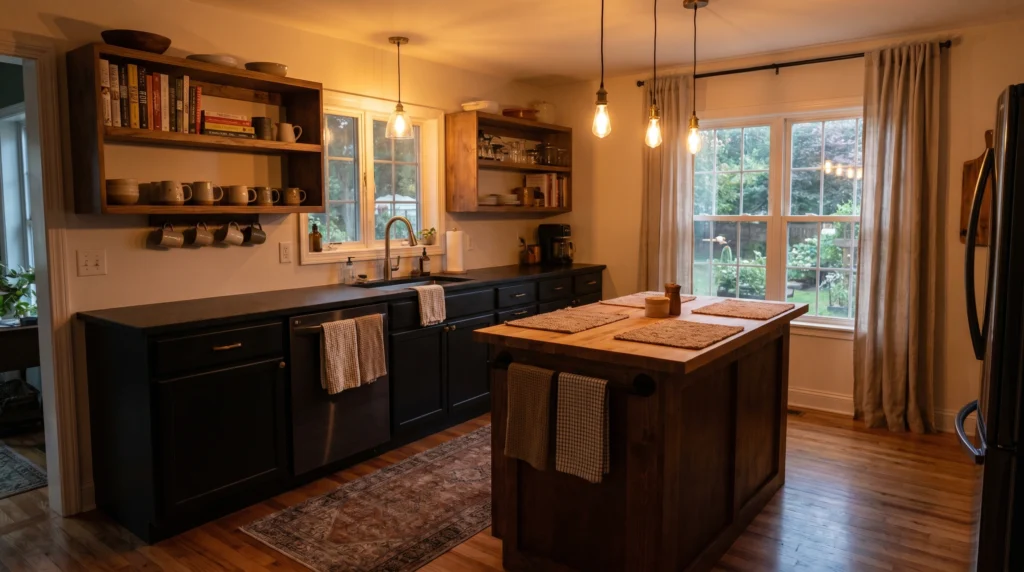 Matte Black Lowers with Wood Accents