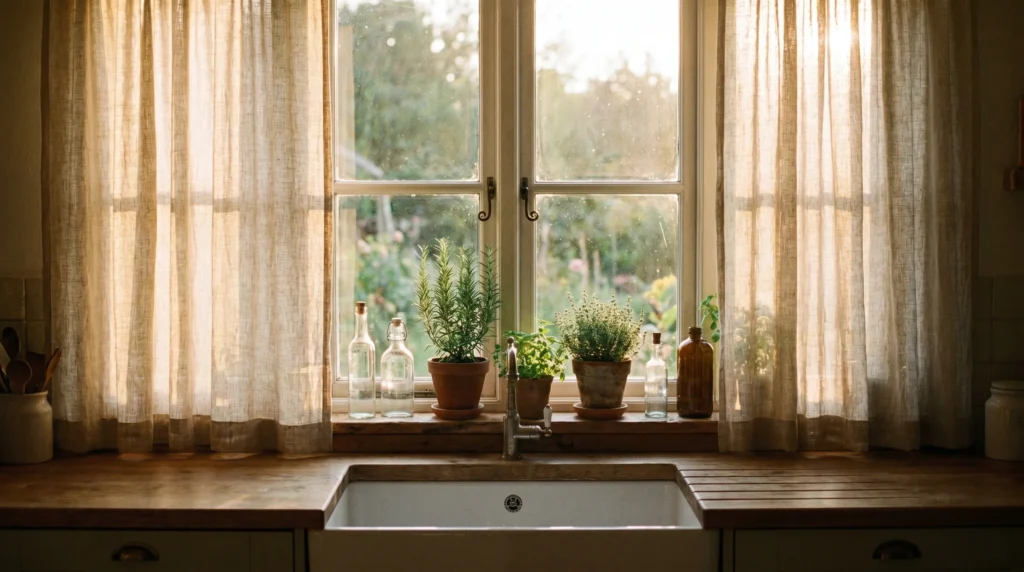 18 Modern Farmhouse Kitchen Ideas That Feel Fresh and Timeless

If your kitchen feels a little… stuck, you’re not alone. A lot of people love the idea of a modern farmhouse kitchen, but when it comes to actually pulling it together, it can feel confusing. Too rustic and it starts to look outdated. Too modern and it loses that warmth that makes farmhouse style so inviting.

The good news? You don’t need a full renovation or a massive budget to get there. In my experience, the biggest difference comes from small, thoughtful changes—materials, textures, lighting, and how everything is styled together.

In this guide, I’m sharing 18 modern farmhouse kitchen ideas that feel fresh and timeless, not overly trendy or staged. These are real-life, doable updates that bring warmth, personality, and that “lived-in but still put together” feel Pinterest is full of.

If you’ve been saving kitchen inspiration but don’t know where to start, this is going to help you actually make it happen.

Shaker Cabinets with a Soft Painted Finish

There’s something calming about a kitchen with simple shaker cabinets in a soft, muted tone. Think warm white, sage green, or even a dusty blue. It feels clean but not cold—like a space you actually want to cook in, not just look at.

Go for flat-panel shaker doors and pair them with matte black or aged brass hardware. If you’re repainting, stick to satin or eggshell finishes—they’re easier to clean. Budget-wise, repainting cabinets can cost $80–$200 in supplies instead of thousands for replacements. Tip: avoid bright, stark white—it often reads too harsh under kitchen lighting.

Butcher Block Countertops for Warmth

Cold stone counters can make a kitchen feel a bit lifeless. Butcher block brings instant warmth and texture, especially in smaller kitchens where every surface matters.

Use it on all counters or just the island for contrast. Seal it properly with food-safe oil or polyurethane depending on how much maintenance you want. Expect around $100–$300 per section. I always recommend this to anyone who wants warmth without committing to full wood cabinetry.

Open Shelving That Feels Personal (Not Empty)

Open shelves done right feel charming and lived-in—not like a showroom. The key is mixing practical items with a few decorative pieces.

Install 2–3 wooden shelves and style them with everyday dishes, glass jars, and maybe a small plant or framed print. Keep it functional. A lot of people skip this step, but it makes all the difference: rotate items occasionally so it doesn’t feel static. Budget: $40–$120 depending on materials.

Apron-Front Sink as a Focal Point

An apron-front sink instantly says “farmhouse,” but the modern versions are much sleeker. It becomes a quiet focal point without trying too hard.

Choose fireclay or stainless steel depending on your style. Pair it with a simple pull-down faucet. Prices range from $200–$600. Tip: make sure your cabinet base fits the sink depth—this is a common mistake that causes installation headaches.

Mixed Metals That Don’t Feel Forced

Perfectly matching hardware can feel a bit stiff. Mixing metals—like black handles with brass lighting—adds character without being overwhelming.

Stick to 2–3 finishes max. In my experience, the easiest combo is black + brass + wood tones. Keep one dominant and the others as accents. Budget can stay low if you swap hardware only ($30–$80 total).

Warm Neutral Color Palette

Modern farmhouse isn’t just white anymore. Warm neutrals—like cream, taupe, and soft beige—make the space feel more relaxed and less clinical.

Paint walls or cabinets in tones that have a hint of warmth. What I personally love about this is how forgiving it is—it hides wear better than stark white. Paint projects usually cost under $100 for a small kitchen.

Vintage-Inspired Lighting That Adds Character

Lighting is one of those things people underestimate. Swap basic fixtures for something with a bit of personality—like metal pendants or glass lantern styles.

Hang pendant lights over islands or dining areas. Keep them slightly imperfect or aged-looking. Expect $50–$150 per fixture. Tip: don’t hang them too high—they lose their impact.

Subway Tile with a Twist

Subway tile is classic, but the way you lay it makes all the difference. Try vertical stacking or a herringbone pattern for a more updated look.

Use slightly off-white grout to soften the contrast. Budget: $100–$250 depending on area size. Biggest mistake? High-contrast grout that makes it feel too busy.

Farmhouse Table Instead of a Formal Island

If you have space, swap a bulky island for a simple wooden table. It feels more relaxed and flexible.

Look for reclaimed wood or budget-friendly alternatives. Prices range from $150–$400. It’s great for prep, dining, and even working. Tip: avoid overly polished finishes—matte looks more natural.

Textured Rugs for Comfort

Kitchens can feel hard and cold. A runner rug adds softness and breaks up all the flat surfaces.

Choose washable, low-pile rugs in muted patterns. Budget: $20–$80. In my experience, the biggest mistake is choosing rugs that are too thick—they become a tripping hazard.

Glass Cabinet Inserts for Lightness

Solid cabinets can feel heavy. Swapping a few doors for glass inserts makes everything feel lighter.

Use clear or slightly frosted glass depending on how tidy your shelves are. Cost: $50–$150. Tip: don’t overdo it—just 1–2 sections is enough.

Black Window Frames for Contrast

Adding black window frames gives structure and a slightly modern edge without losing warmth.

If replacing windows isn’t realistic, try painting frames. Cost: under $50 for paint. It’s one of those small updates that changes the whole feel.

Simple Wood Accents That Ground the Space

Too much white can feel flat. Adding wood—cutting boards, stools, shelves—grounds everything.

Mix light and medium tones for depth. Budget can be as low as $20–$100. I always recommend starting small before committing to larger pieces.

Hidden Storage That Reduces Clutter

A clean-looking kitchen often comes down to smart storage, not less stuff.

Use pull-out drawers, baskets, and dividers. Prices vary, but even $30 organizers make a difference. Tip: don’t try to store everything—edit first.

Statement Range Hood with Subtle Design

Instead of a bulky stainless hood, go for a simple plaster or wood-wrapped design.

Keep it minimal but noticeable. Costs range from $150–$500. What I personally love about this is how it anchors the entire wall without being loud.

Layered Lighting for a Cozy Feel

Relying on one overhead light makes kitchens feel flat. Layer in under-cabinet lighting and small lamps.

Use warm bulbs (2700K–3000K). Budget: $30–$100. A lot of people skip this step, but it makes evenings feel completely different.

Neutral Curtains Instead of Blinds

Fabric softens everything. Swap plastic blinds for light linen curtains.

Keep them simple and slightly sheer. Budget: $20–$60. Tip: hang them higher than the window to make the space feel bigger.

Small Decor Moments That Feel Real

The difference between a styled kitchen and a real one is the small stuff—mugs, books, a bowl of fruit.

Create little “moments” instead of filling every space. Cost can be $0 if you use what you already have. This is where personality really shows.

Conclusion

Creating a kitchen you actually love spending time in doesn’t mean chasing trends or spending a fortune. In fact, the most inviting spaces are usually the ones that feel a bit imperfect, a bit lived-in, and very personal.

These 18 modern farmhouse kitchen ideas that feel fresh and timeless are meant to be starting points—not a checklist you have to complete all at once. In my experience, the best results come from picking just one or two ideas and building from there.

Maybe it’s swapping out your lighting. Maybe it’s adding a simple rug or repainting cabinets. Small changes add up faster than you think.

So here’s the real question—which of these ideas are you trying first? I’d genuinely love to hear what direction you’re leaning toward.

FAQs

What defines a modern farmhouse kitchen today?

A modern farmhouse kitchen blends rustic elements like wood and open shelving with cleaner lines and simpler colors. It’s less about heavy, distressed decor and more about balance—warm but still fresh and functional. Think natural textures paired with practical layouts.

Can I create this style on a small budget?

Yes, absolutely. Focus on high-impact changes like paint, lighting, and accessories. Even $50–$150 can go a long way if you’re intentional. In my experience, swapping hardware and adding textiles gives the fastest visible results.

What colors work best for modern farmhouse kitchens?

Warm neutrals like cream, soft white, sage green, and muted blues work really well. Avoid overly cool or stark tones—they can make the space feel less inviting.

Is open shelving practical for everyday use?

It can be, as long as you keep it functional. Store everyday dishes and frequently used items there. The key is not overloading it—leave some breathing room so it doesn’t look cluttered.

How do I avoid making it look outdated?

Stick to simple designs and avoid overly rustic or themed decor. Mix in modern touches like clean lighting or subtle contrasts. The goal is balance, not going all-in on one style.