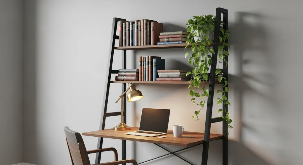 Ladder Shelf Desk with Vertical Storage