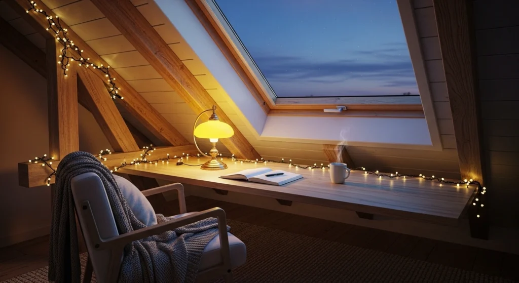 Attic Eaves Cozy Sloped-Ceiling Workspace
