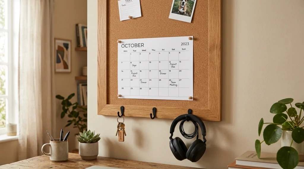 10. Multi-Functional Corkboards with Hanging S-Hooks