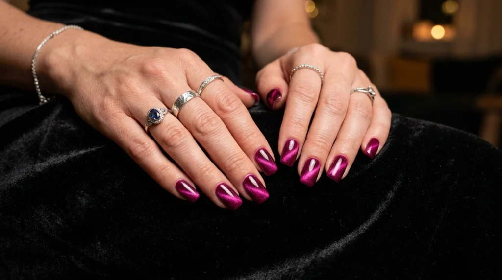 11. Magenta Velvet Cat-Eye
