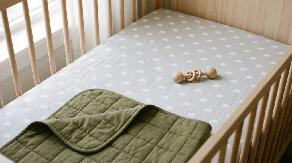 12. Animal-Print Crib Sheets in Muted Tones