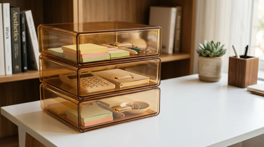 14. Stackable Tinted Acrylic Drawer Units