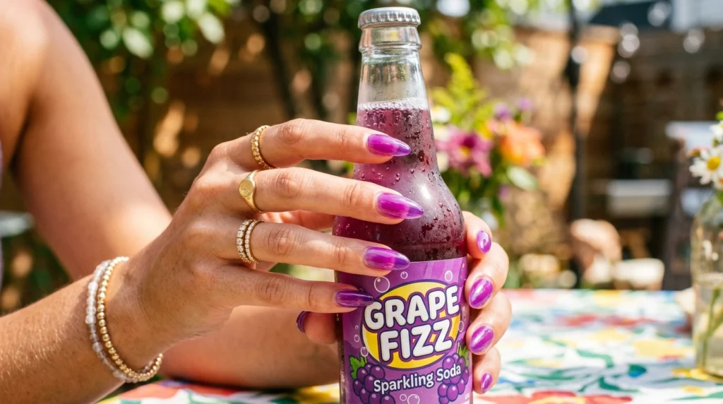 14. Glossy Grape Soda Jelly Nails