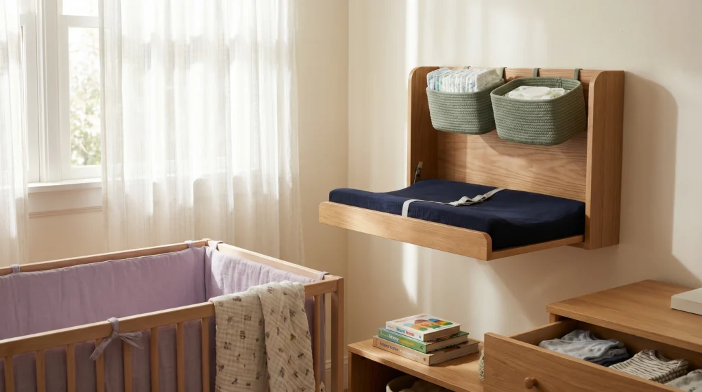 Wall-Mounted Changing Station for Zero Floor Space