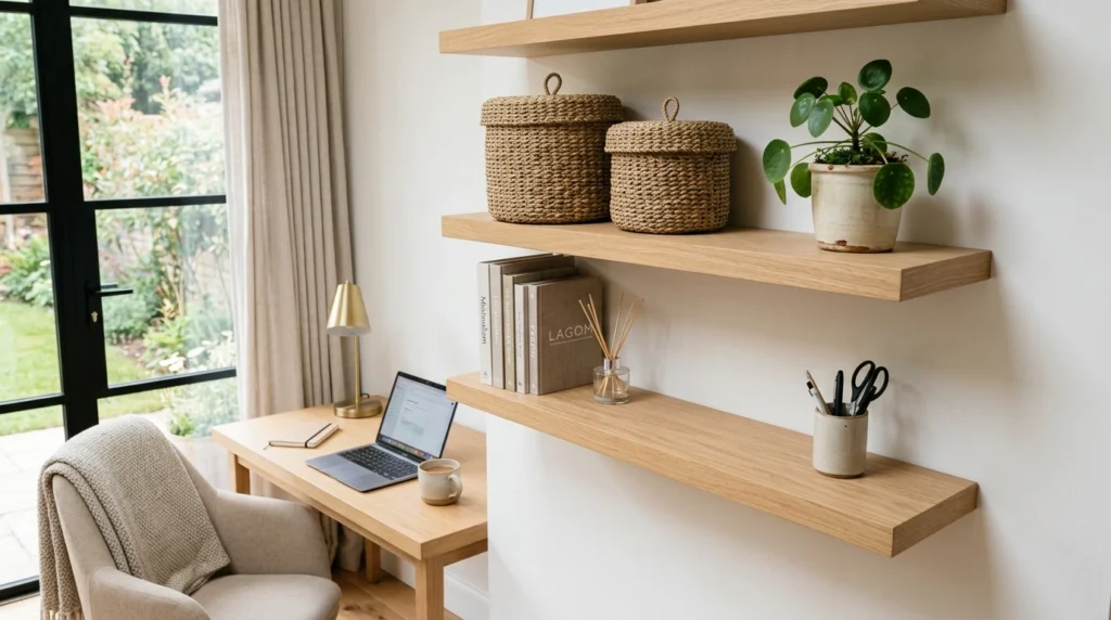 2. A Wooden Monitor Riser with Hidden Drawers