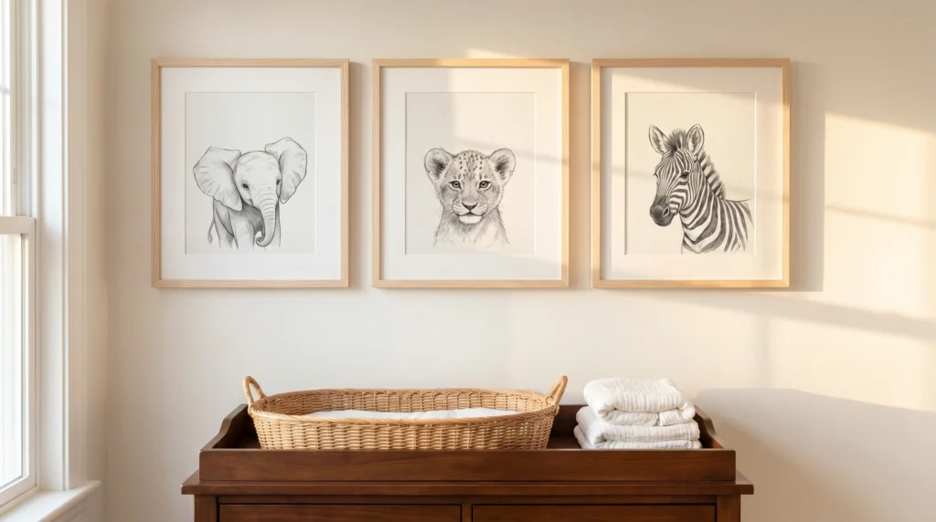 2. Framed Sketch-Style Animal Portraits