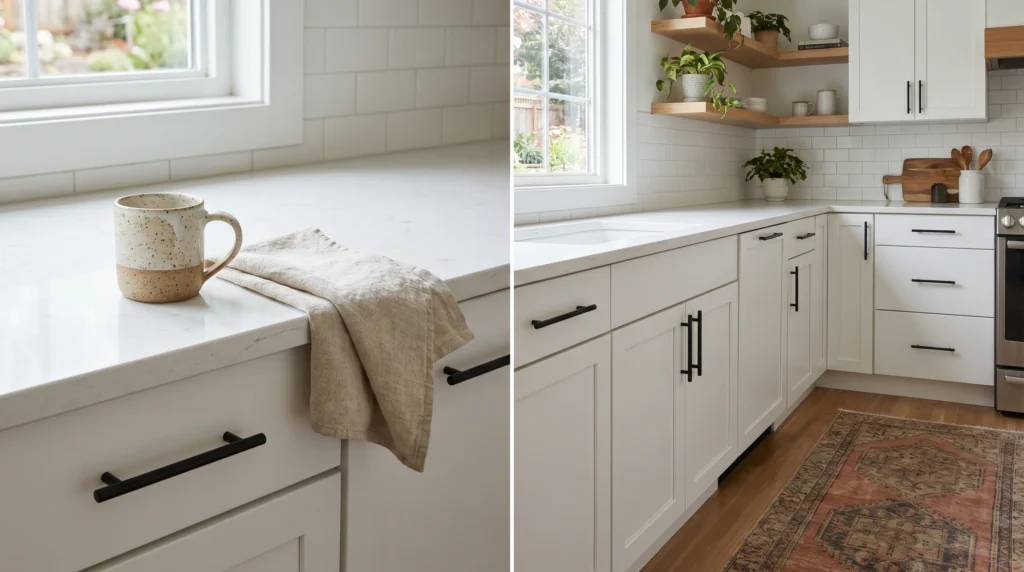 White Cabinets With Black Hardware Accents