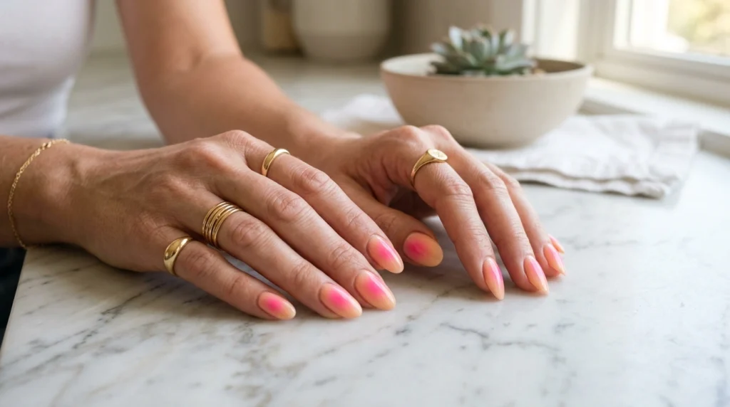 3. The Peach and Hot Pink Aura Glow
