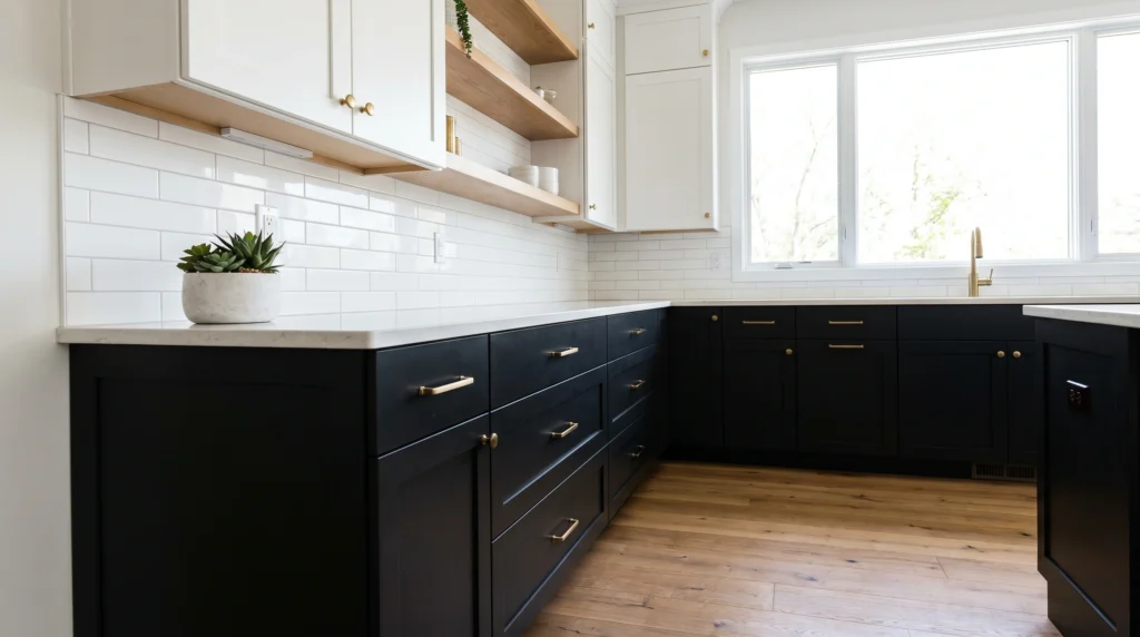Black Lower Cabinets With White Upper Cabinets