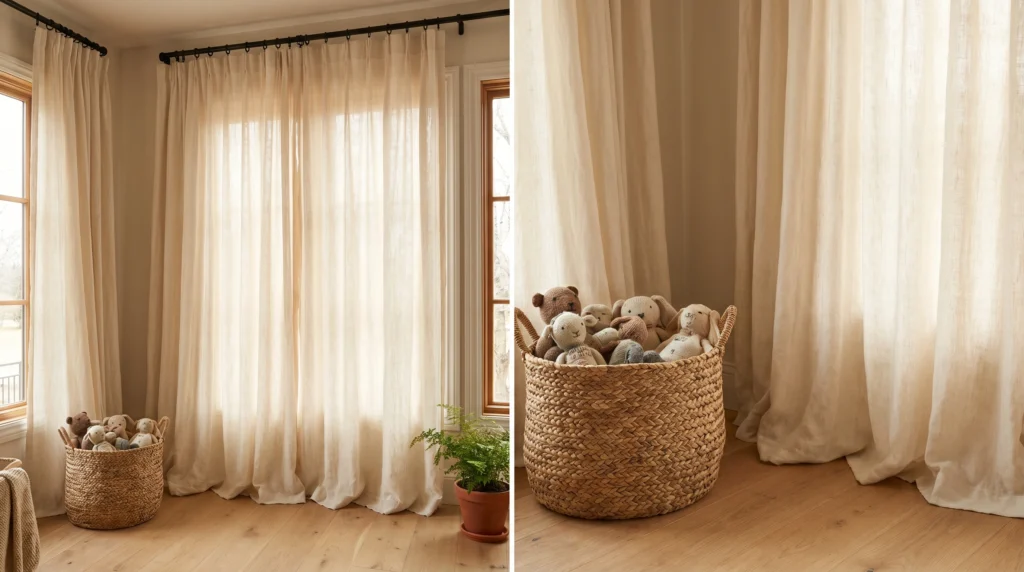 3. Floor-to-Ceiling Sheer Linen Curtains