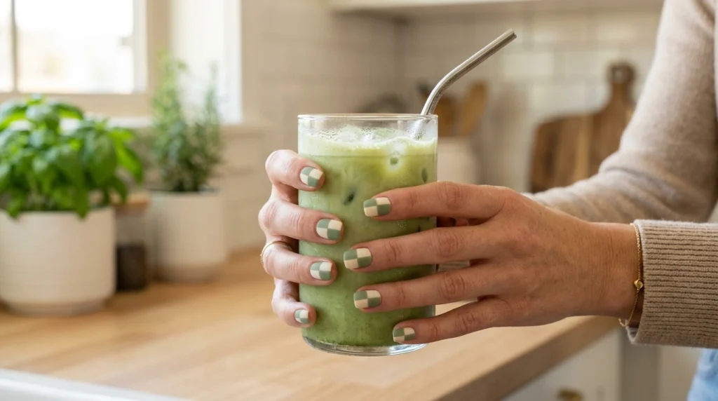 6. Sage Green and Cream Checkerboard