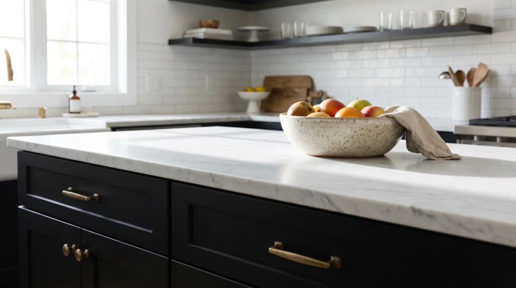 White Marble Countertops With Subtle Veining