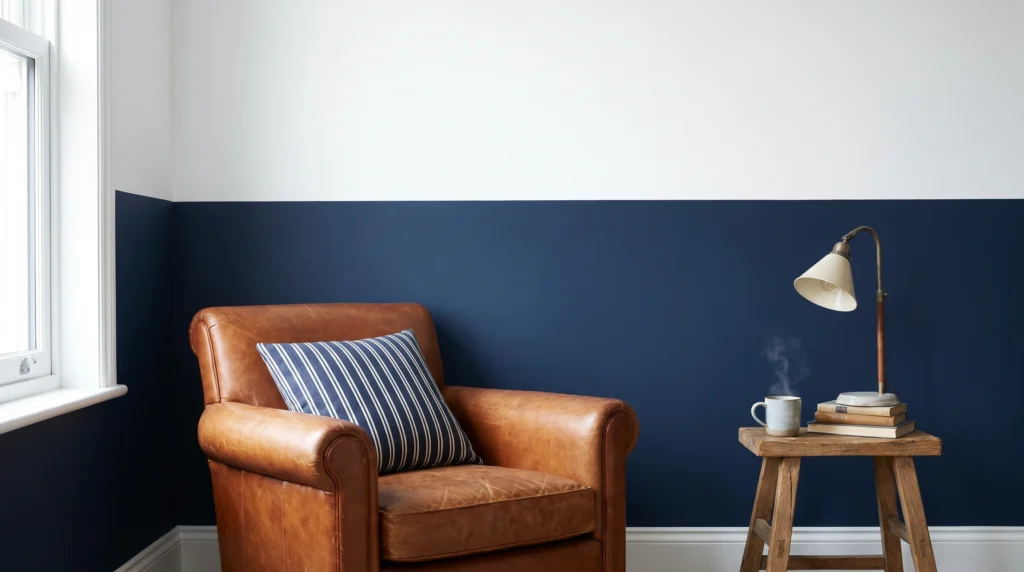 7. Moody Navy Half-Wall