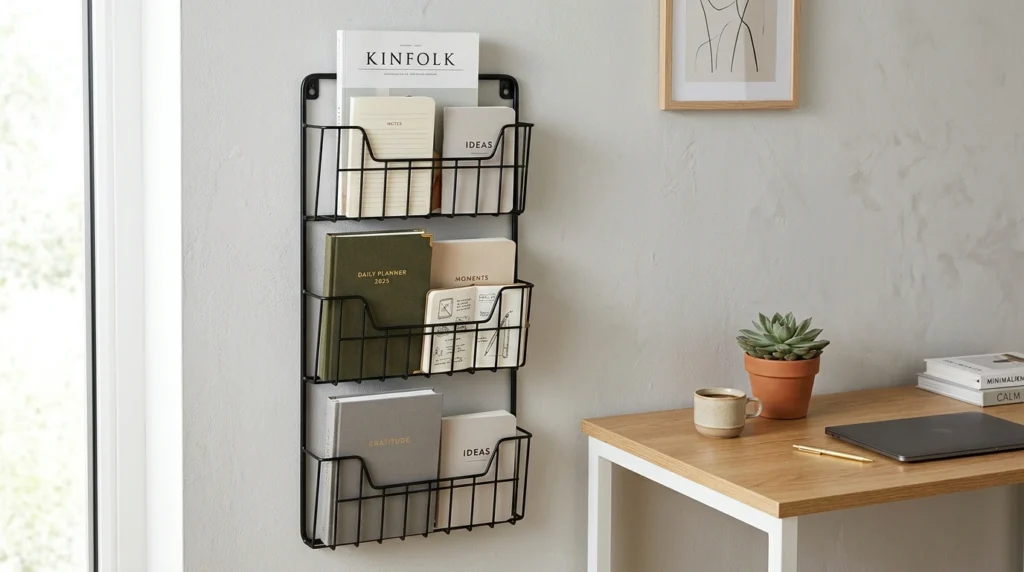 9. Wall-Mounted Metal Wire Magazine Racks