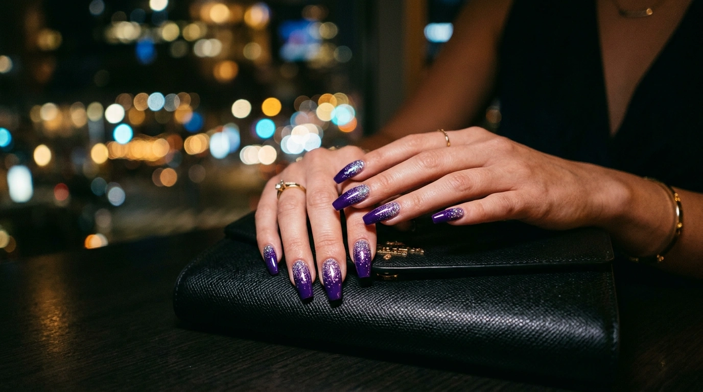 Electric Purple with Glitter Cuticles