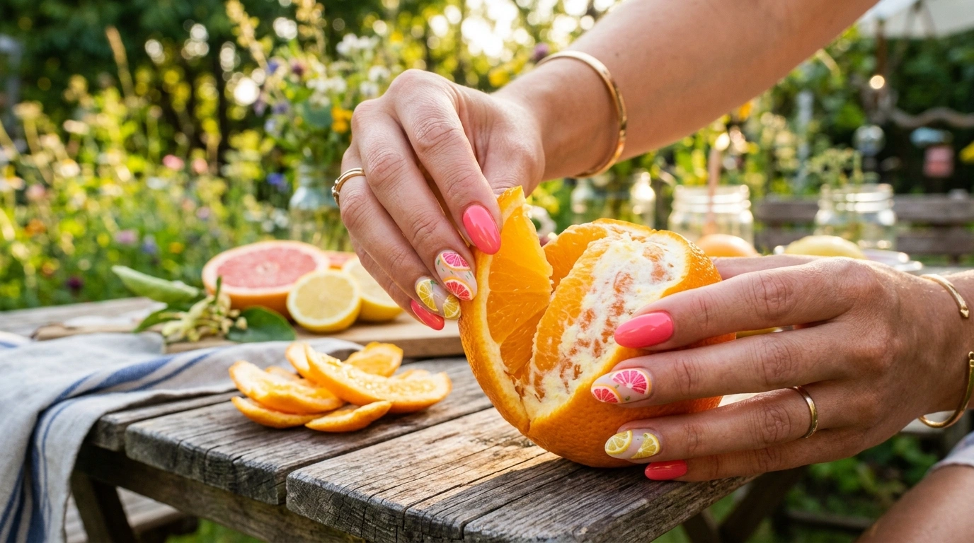 Grapefruit Citrus Slice Nails