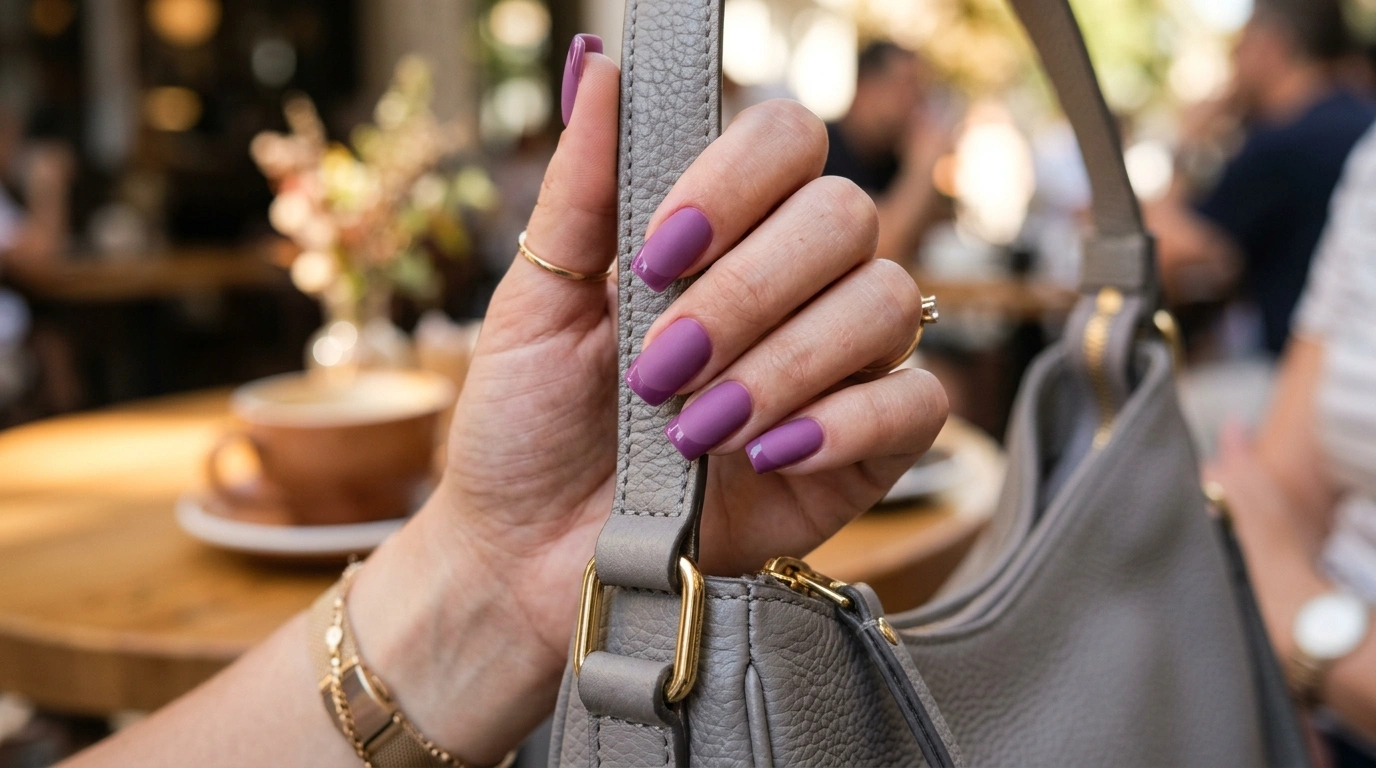Matte Orchid with Glossy French Tips
