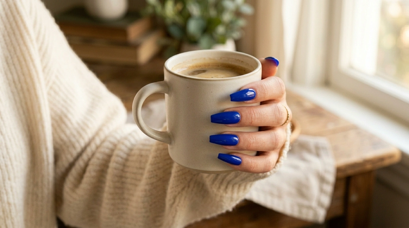 Electric Cobalt Blue Coffin Nails