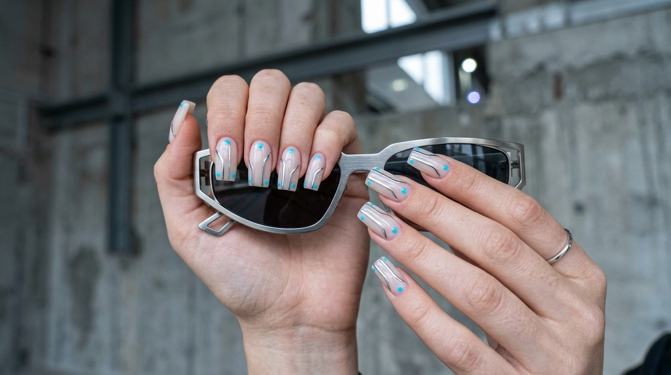 Cyber Silver and Neon Blue Accents