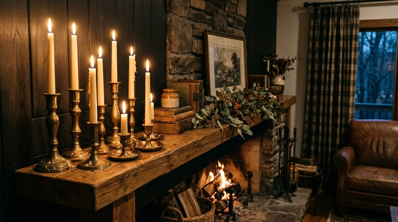 The Brass Candlestick and Soft Amber Glow