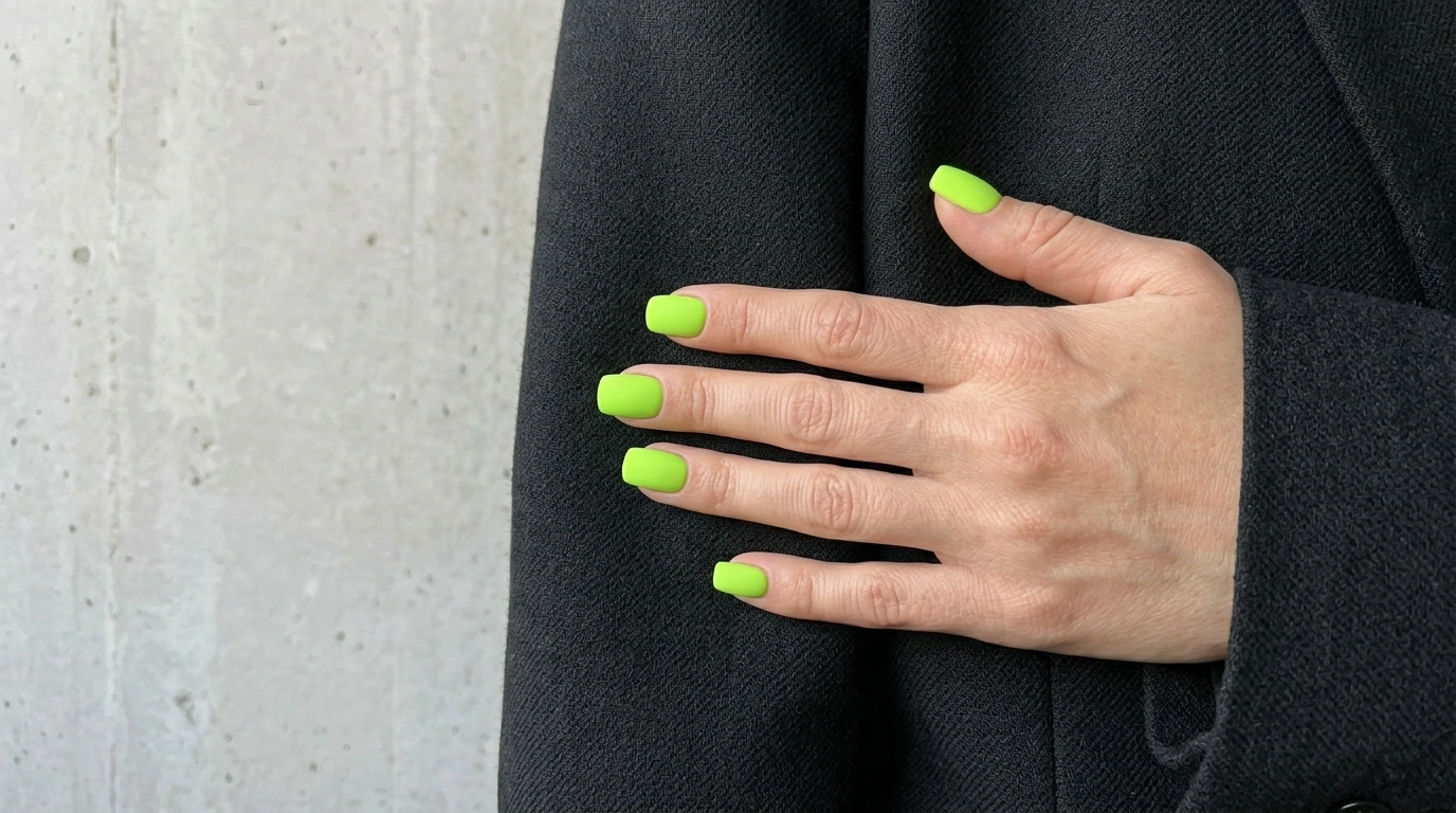 Lime Green Square Nails with Matte Finish