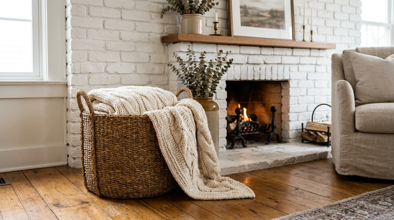 The Chunky Knit Blanket Basket Corner