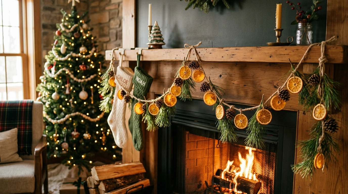 The Seasonal Dried Citrus and Pine Garland