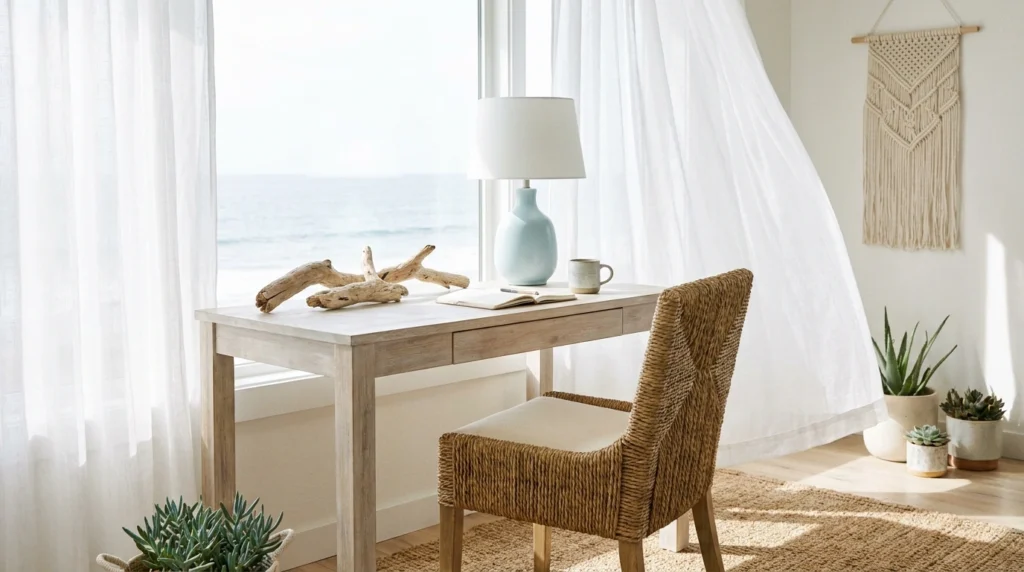 Coastal Boho Desk Setup