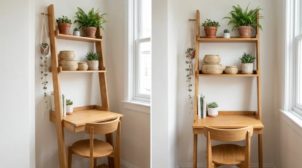 Small-Space Ladder Desk Setup