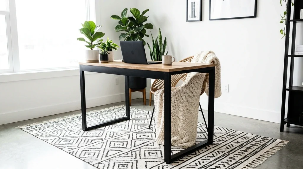Modern Black & White Boho Workspace