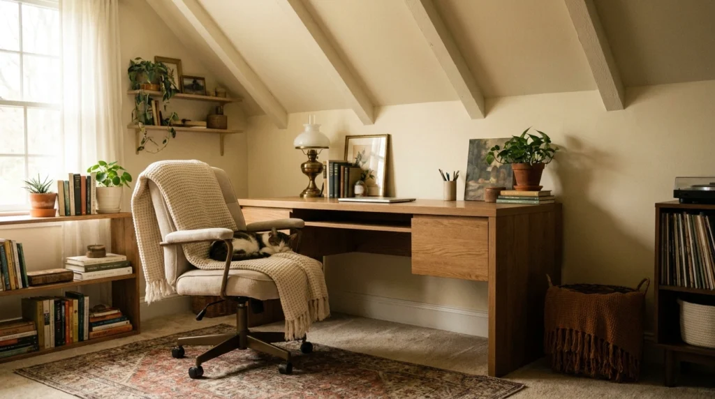 1. The Low-Profile Under-Eaves Desk Setup