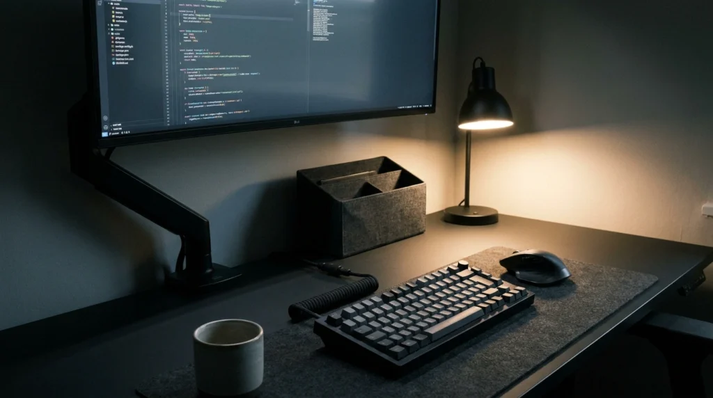 2. The Matte Black Scandinavian Workstation