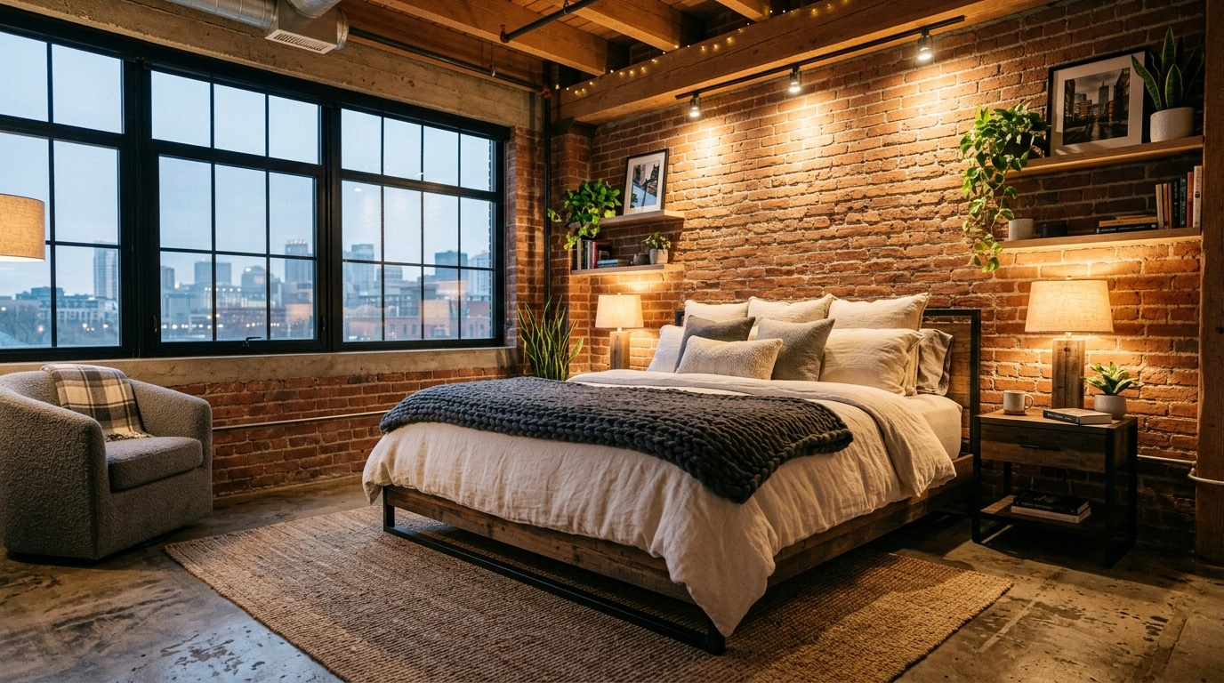 Industrial Loft Style with Soft Textures