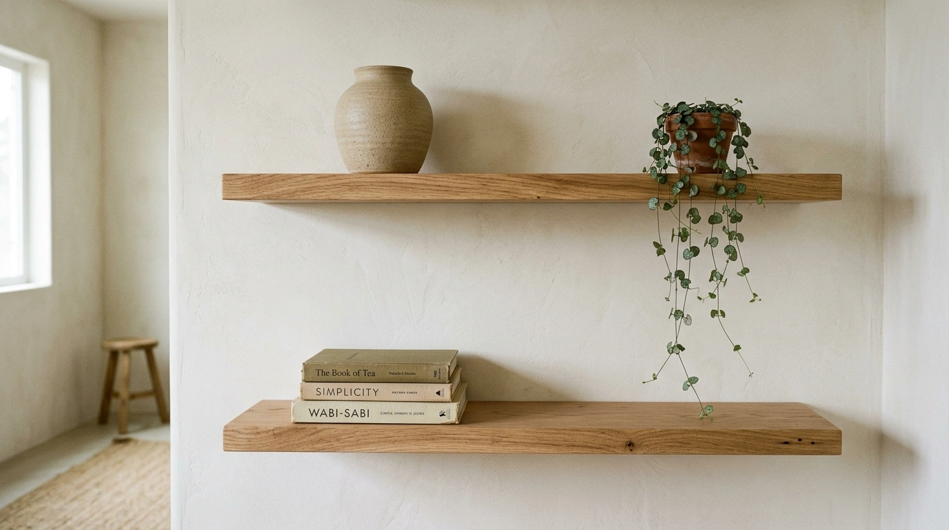 Floating Wooden Shelves with Minimal Styling