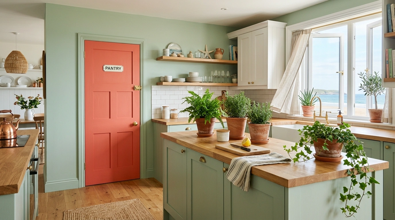 Coral Red and Soft Sage