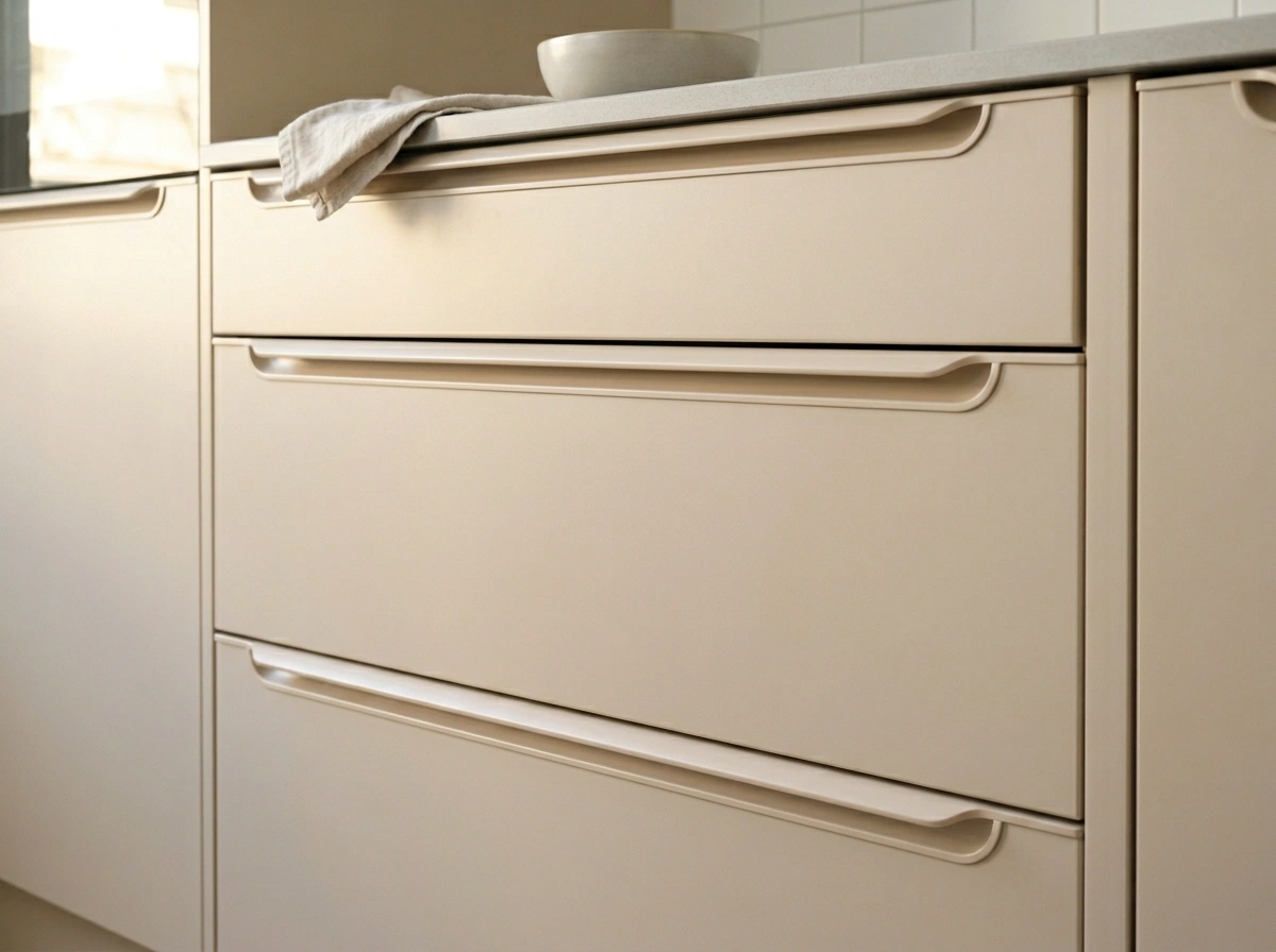 Integrated Finger Pulls and J-Pull Cabinets