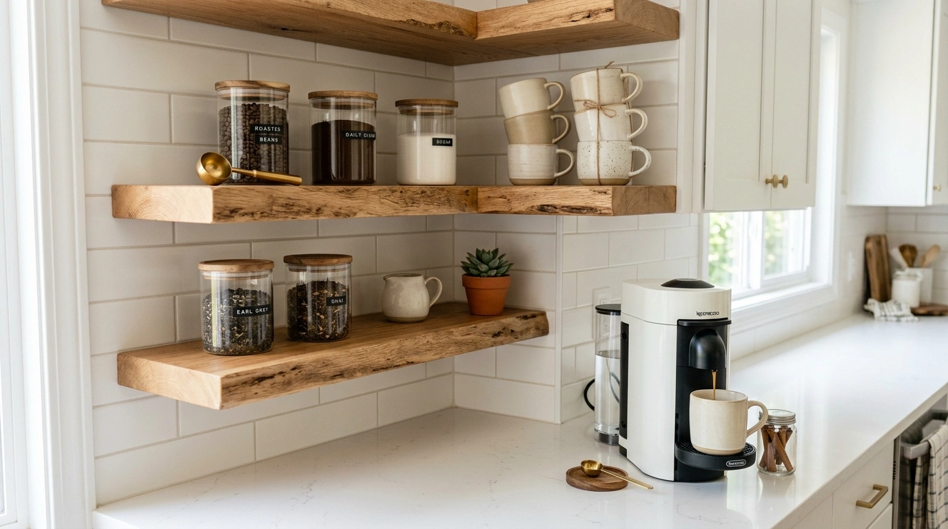 Double-Decker Floating Corner Shelves