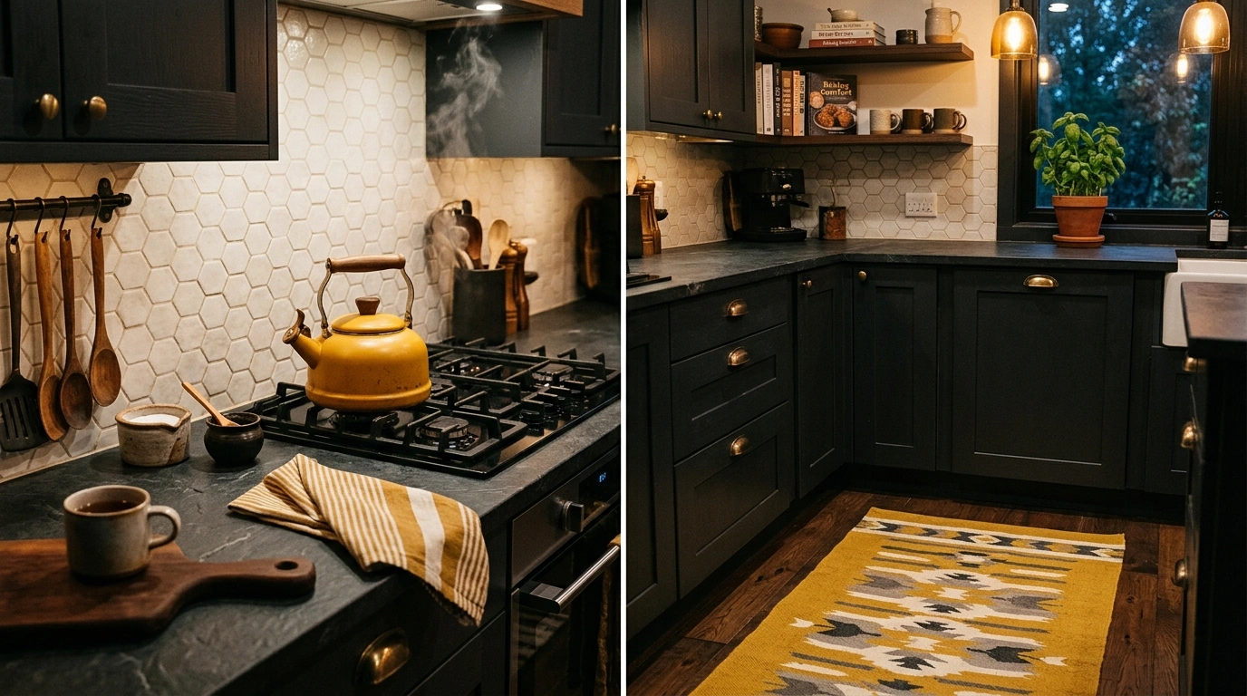 Warm Mustard Yellow & Slate Charcoal