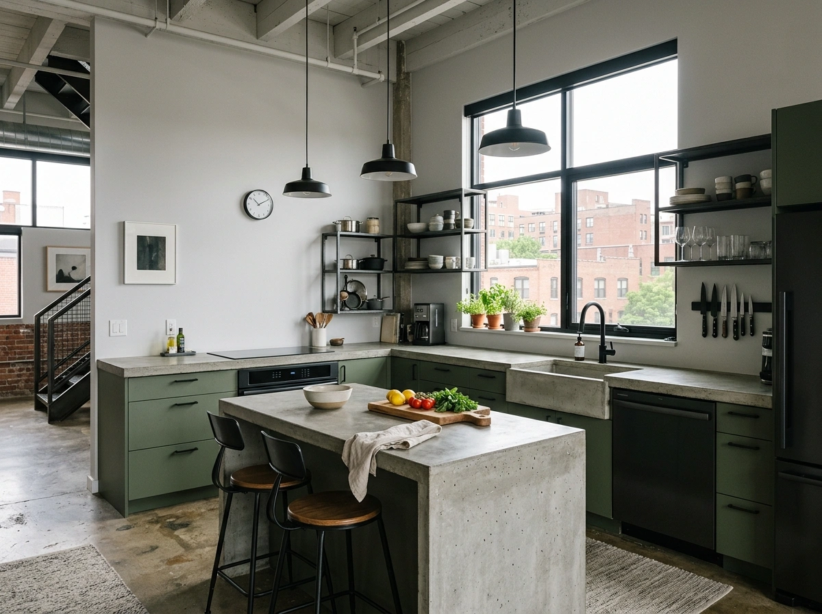 Army Green & Raw Concrete