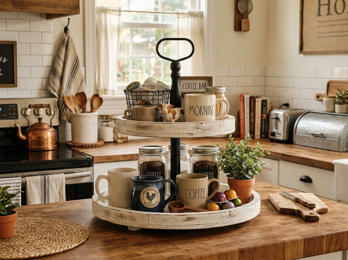 The Farmhouse Tiered Tray Setup
