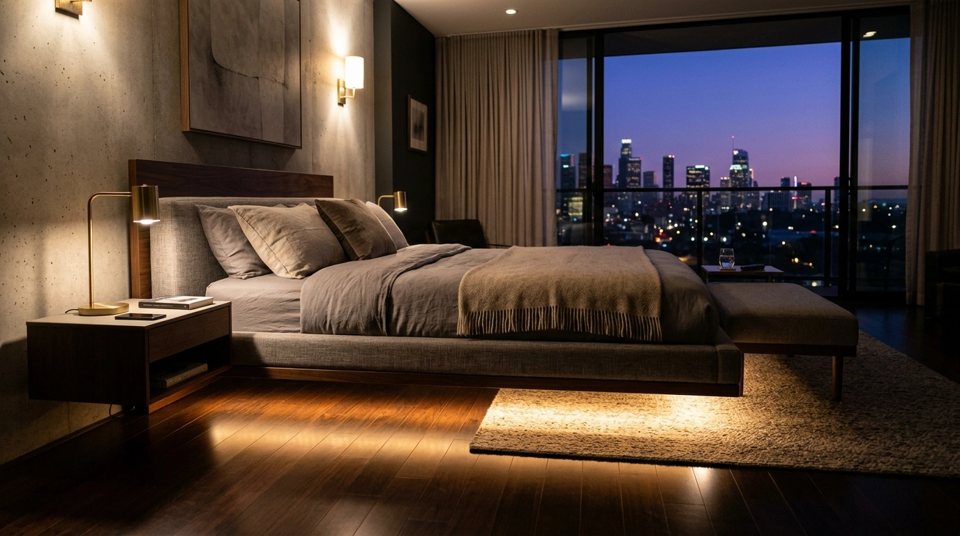 Integrated Warm LED Bed Frame Under-Glow
