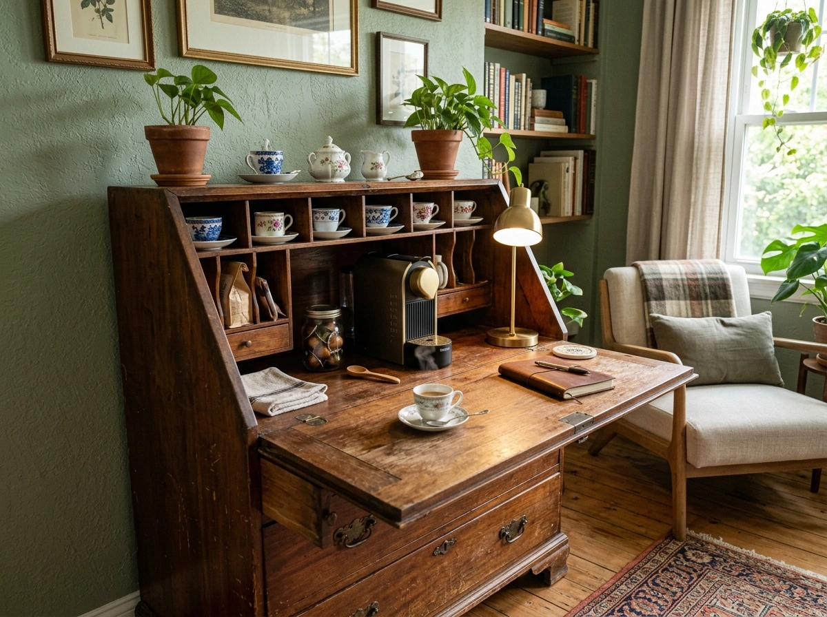 The Antique Secretary Desk Coffee Nook