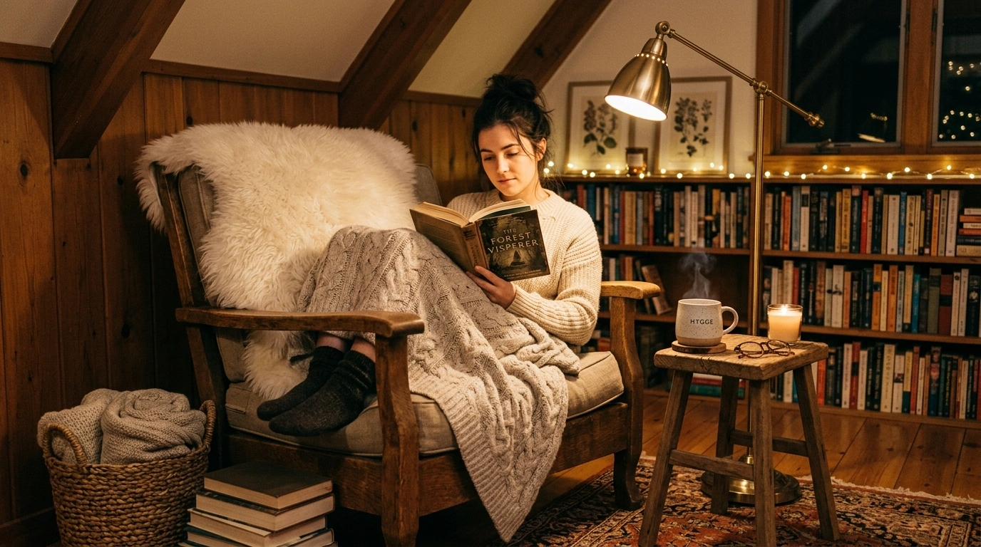 The Cozy Reading Nook with a Sheepskin Throw