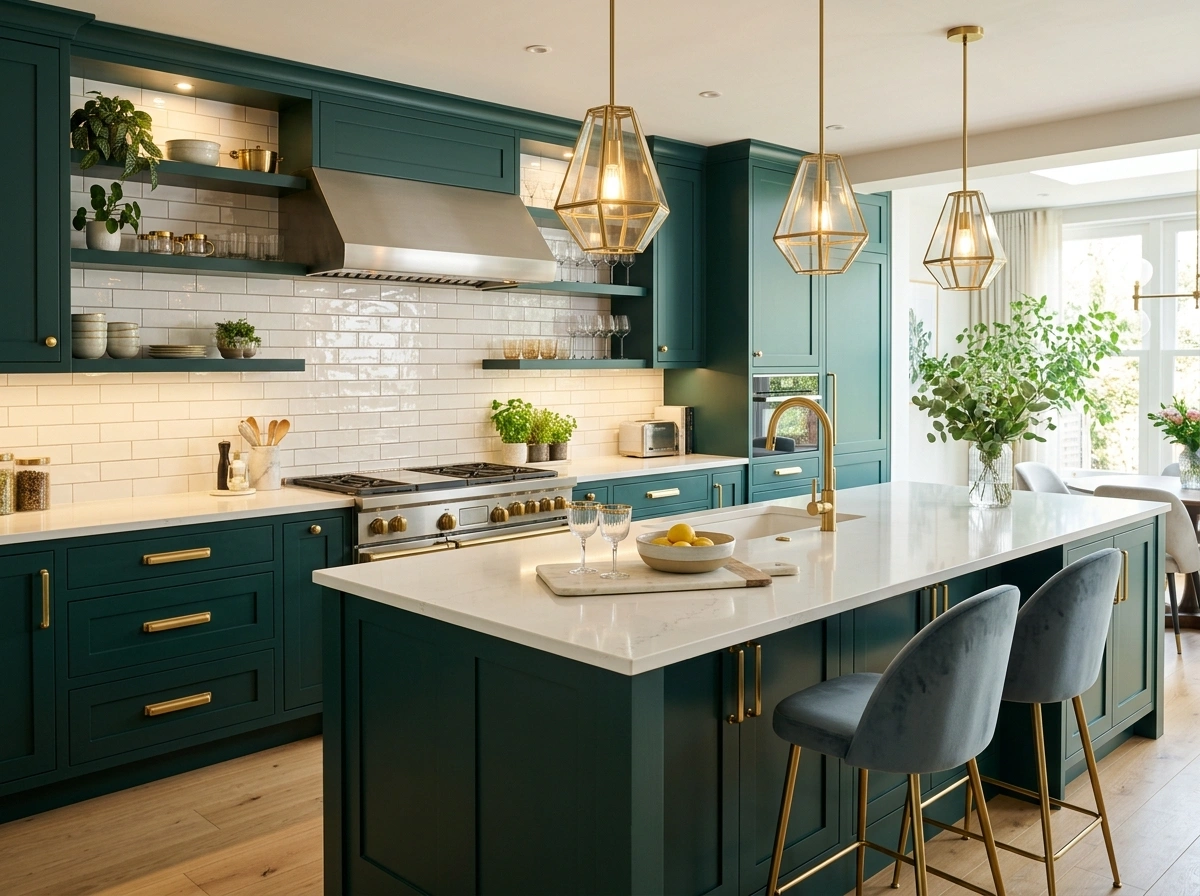Teal Green & Satin Gold