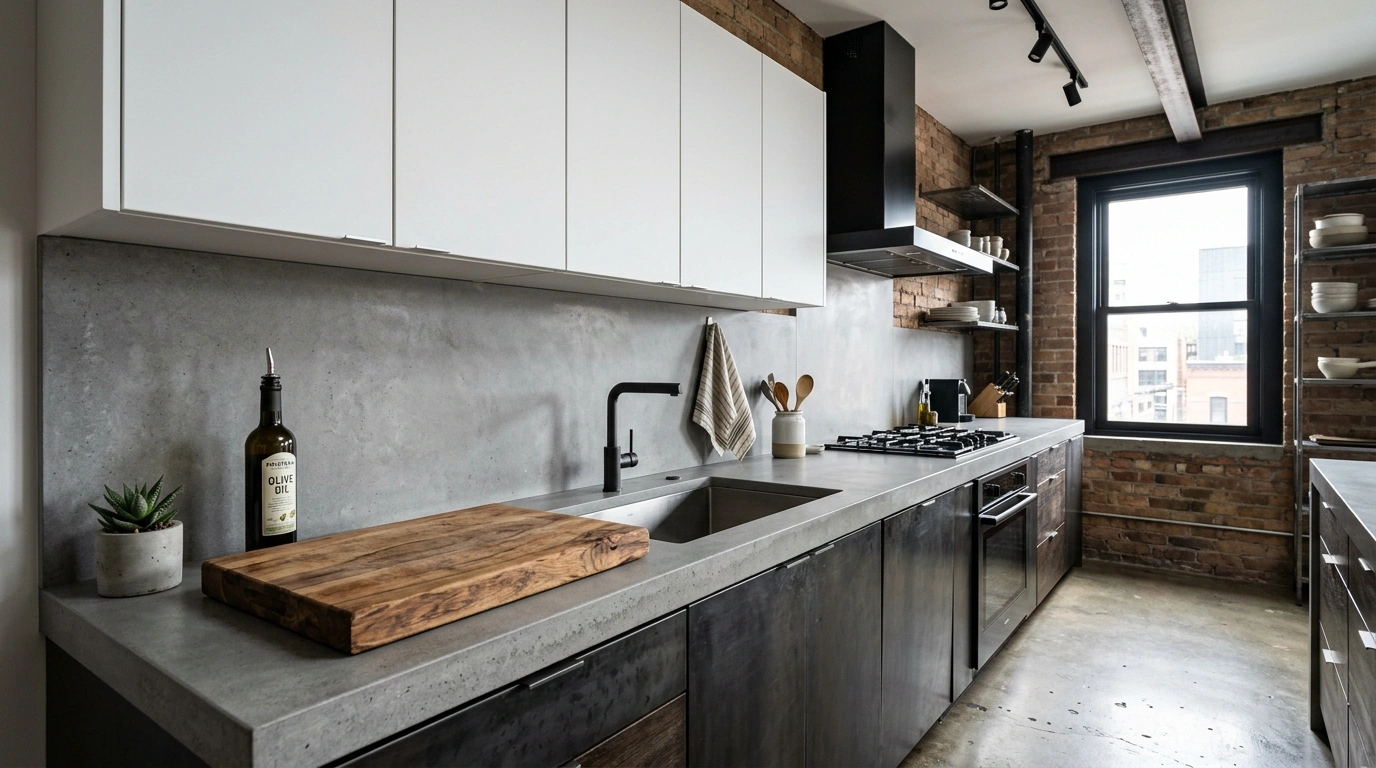 Concrete-Look Gray Quartz Slab